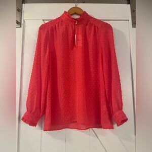 J. Crew Vibrant Red Textured Blouse